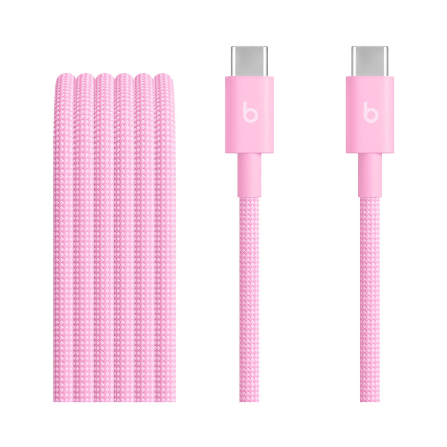 Cabo trançado de USB-C para USB-C da Beats (1,5m) – Rosa-choque