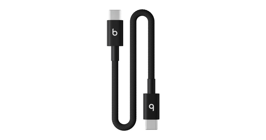 Cabo curto trançado de USB-C para USB-C da Beats (20 cm) – Preto-relâmpago