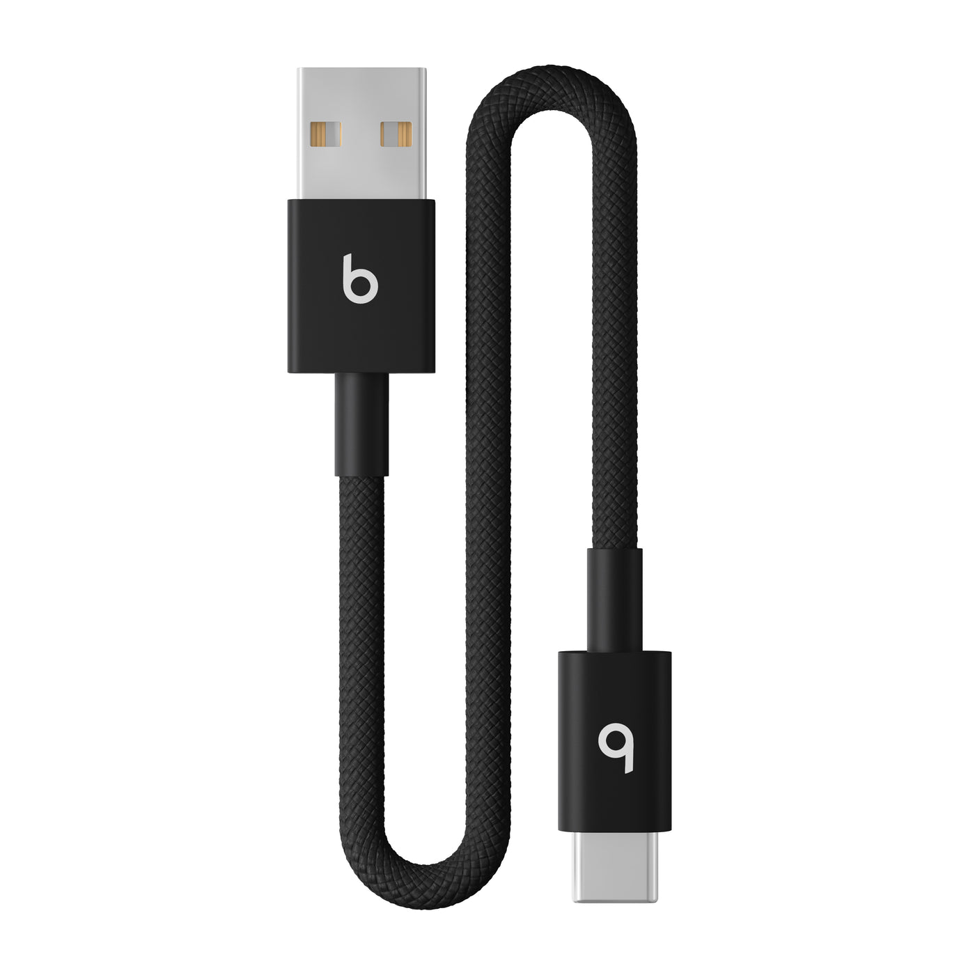 Cabo curto trançado de USB-A para USB-C da Beats (20 cm) – Preto-relâmpago