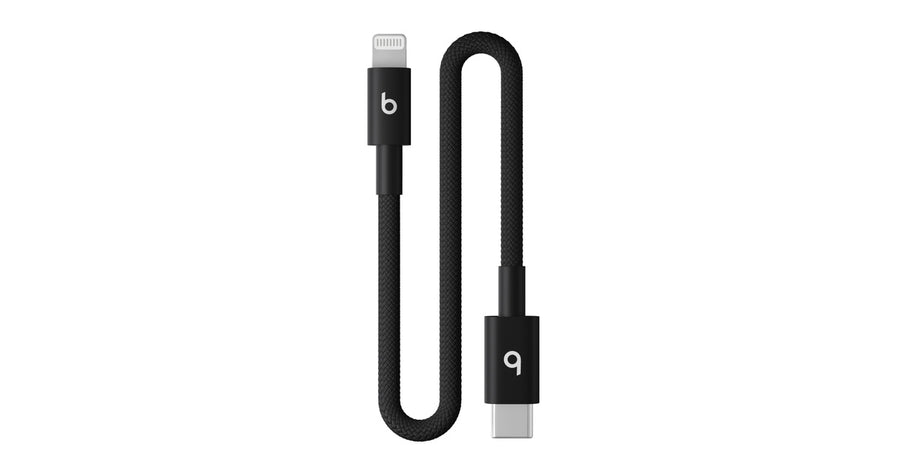 Cabo curto trançado de USB-C para Lightning da Beats (20 cm) – Preto-relâmpago