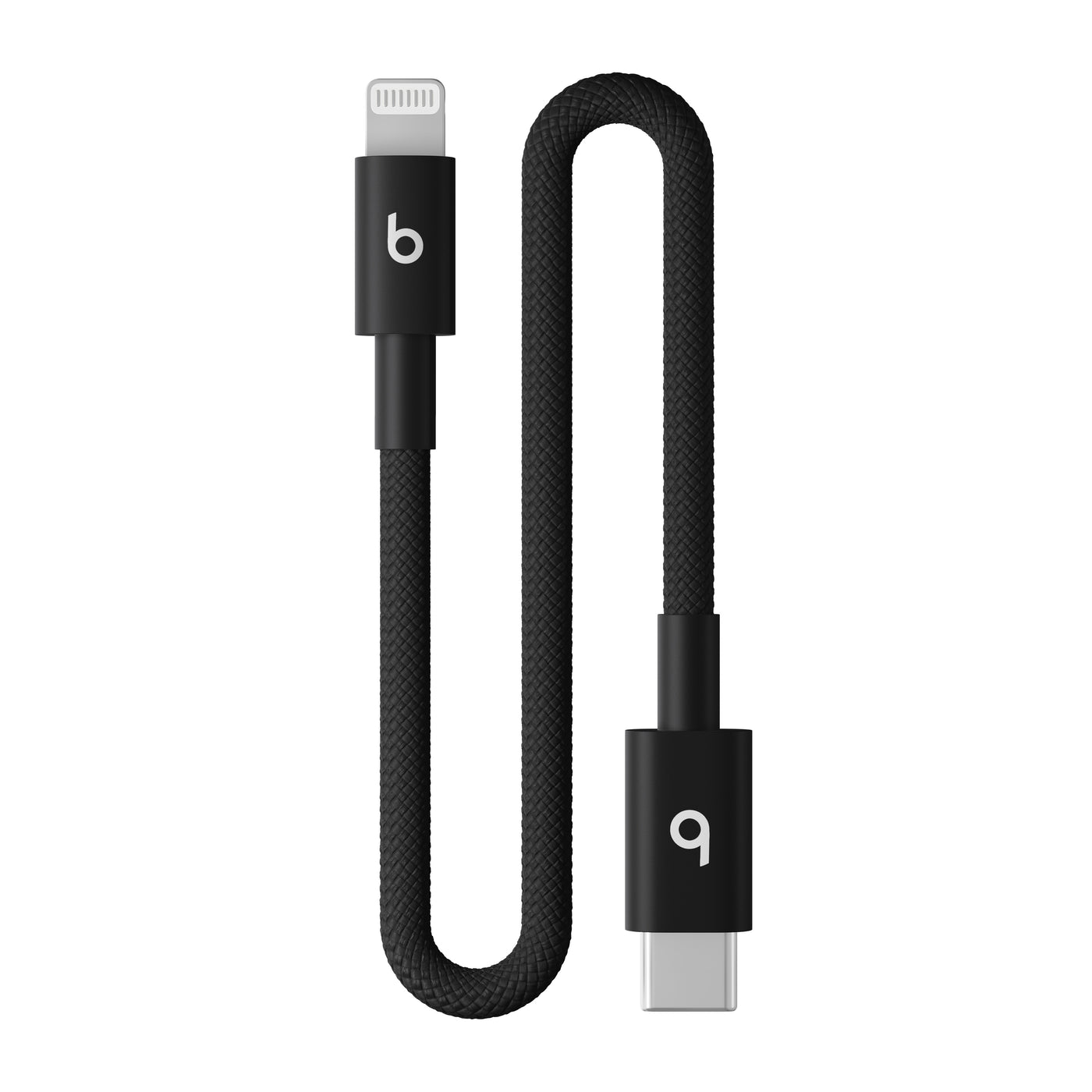 Cabo curto trançado de USB-C para Lightning da Beats (20 cm) – Preto-relâmpago