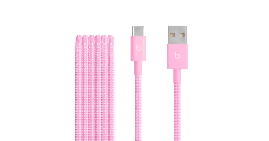 Cabo trançado de USB-A para USB-C da Beats (1,5m) – Rosa-choque