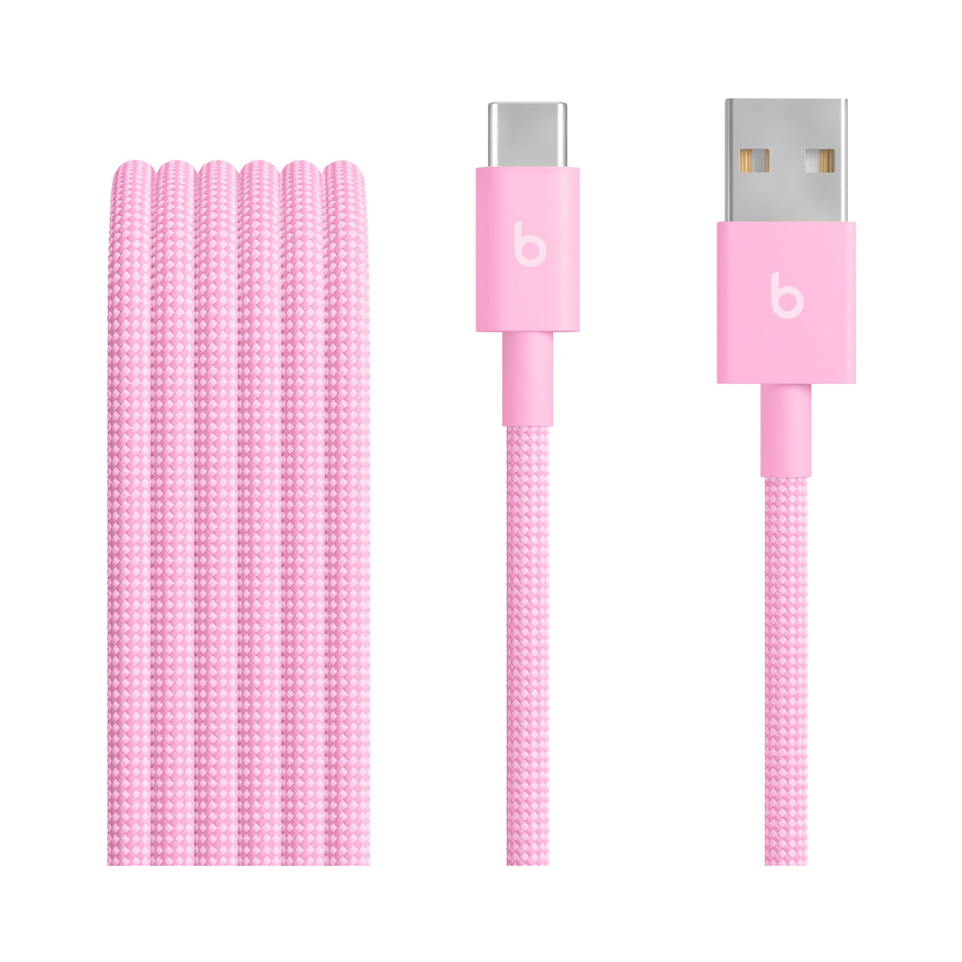Cabo trançado de USB-A para USB-C da Beats (1,5m) – Rosa-choque